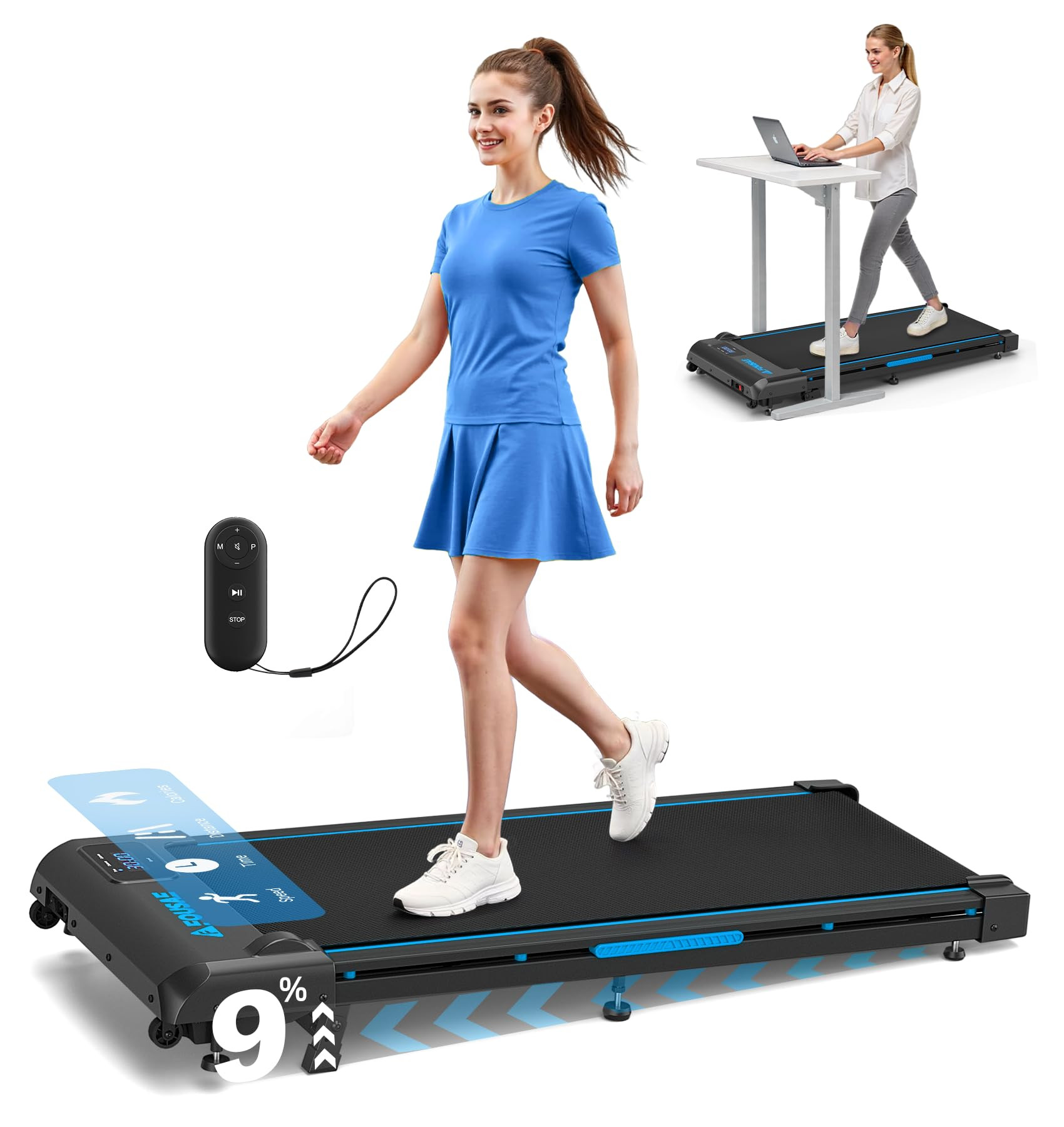 Walking Pad with 9% Incline, FOUSAE 10KM/H Treadmills for Home with Double Frame 330 LB Weight Ca... | Amazon (UK)