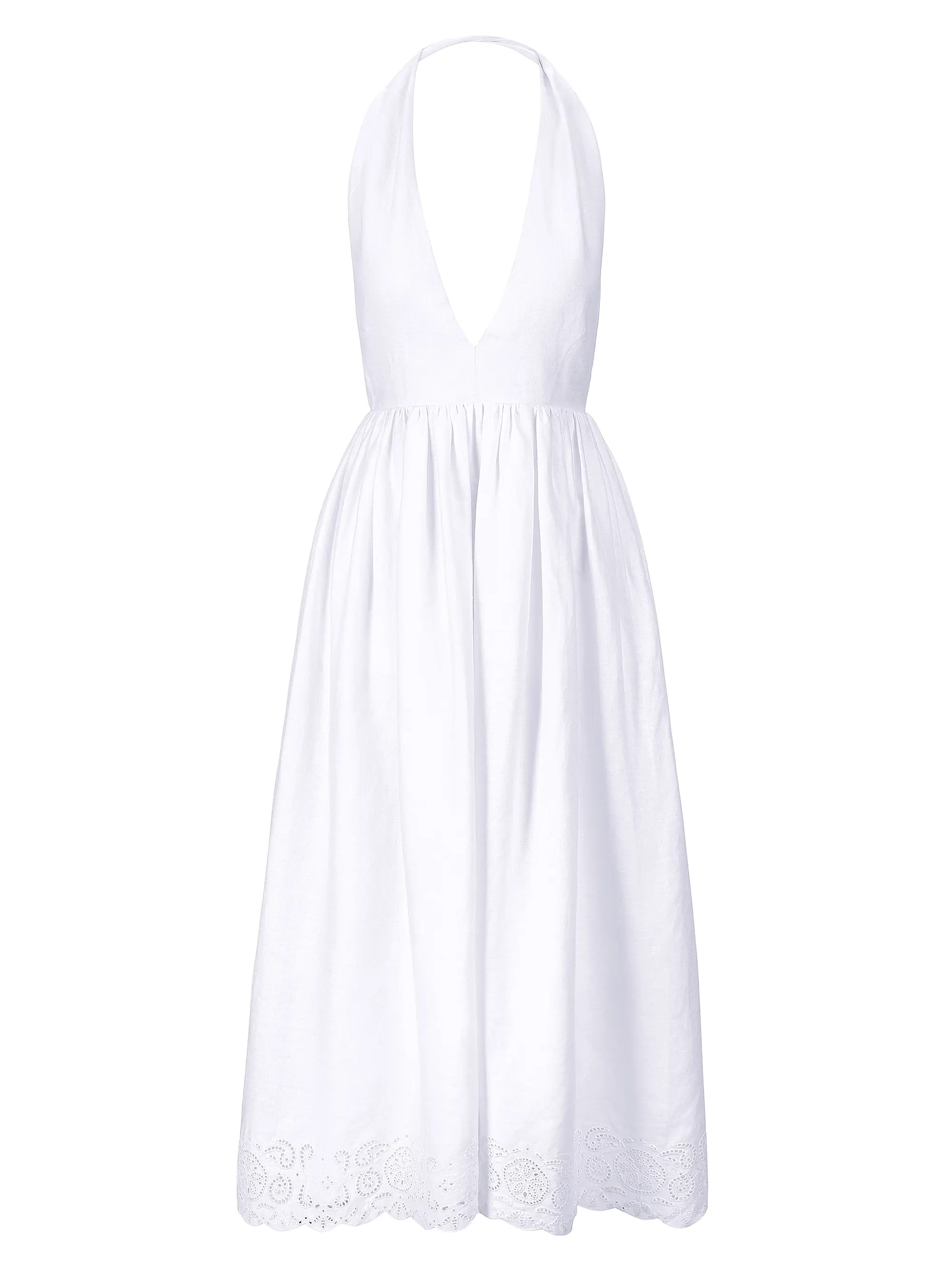 Staud Grazia Linen Halter Midi-Dress | Saks Fifth Avenue | Saks Fifth Avenue
