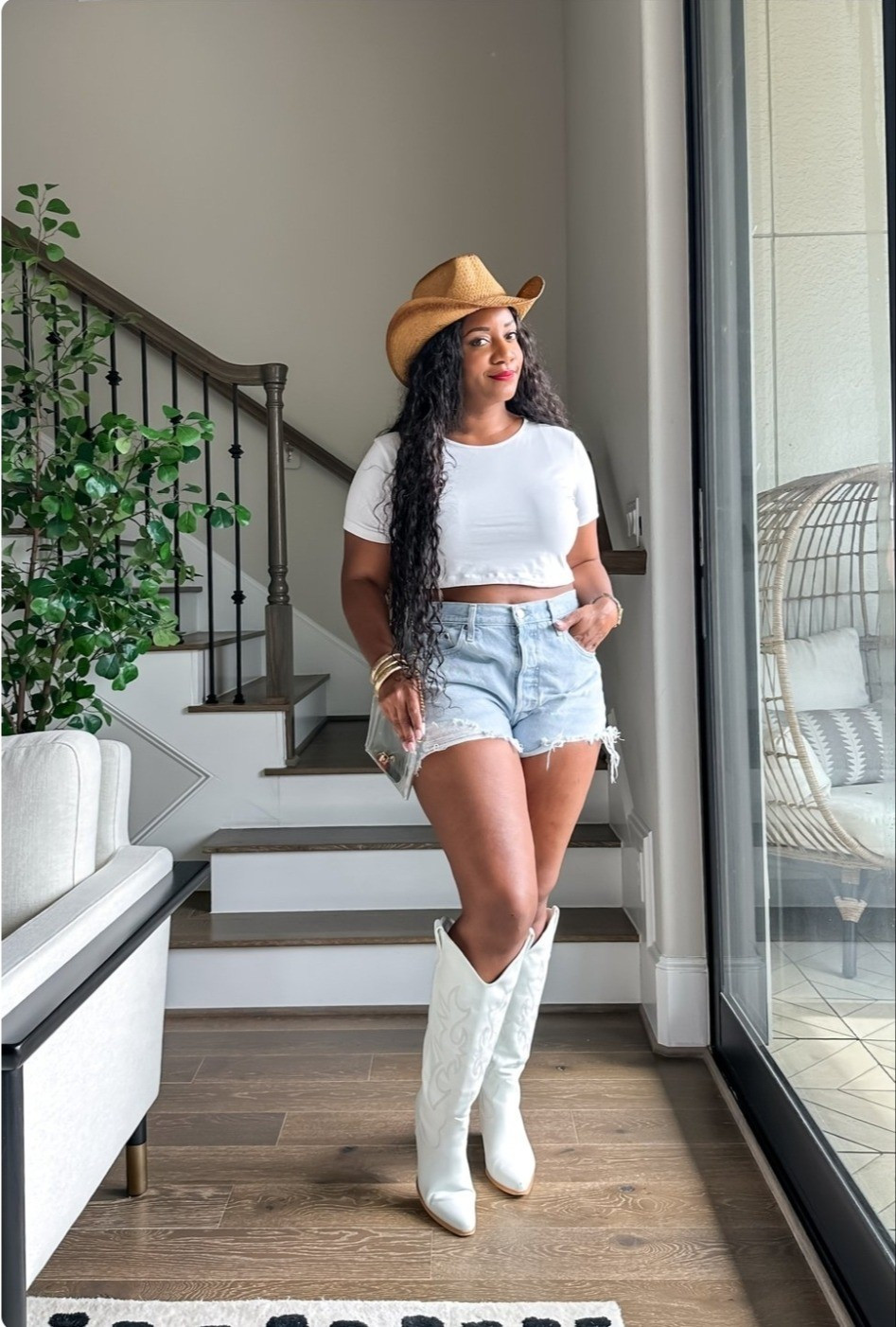 Simple, effortless, and rodeo-ready 🤠. Perfect for concerts and rodeo nights. Wearing a 32 in the shorts!rodeo outfit women / western summer outfit / cowboy boots outfit / white cowboy boots women / denim shorts outfit / cowgirl style look / country concert outfit / casual western outfit / summer rodeo look / western chic outfit / white crop top outfit / festival western outfit

#LTKMidsize #LTKootd #LTKSeasonal