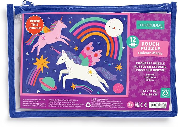 Mudpuppy Unicorn Magic – 12 Piece Puzzle with Reusable Zipper Pouch Featuring Colorful and Fun ... | Amazon (US)