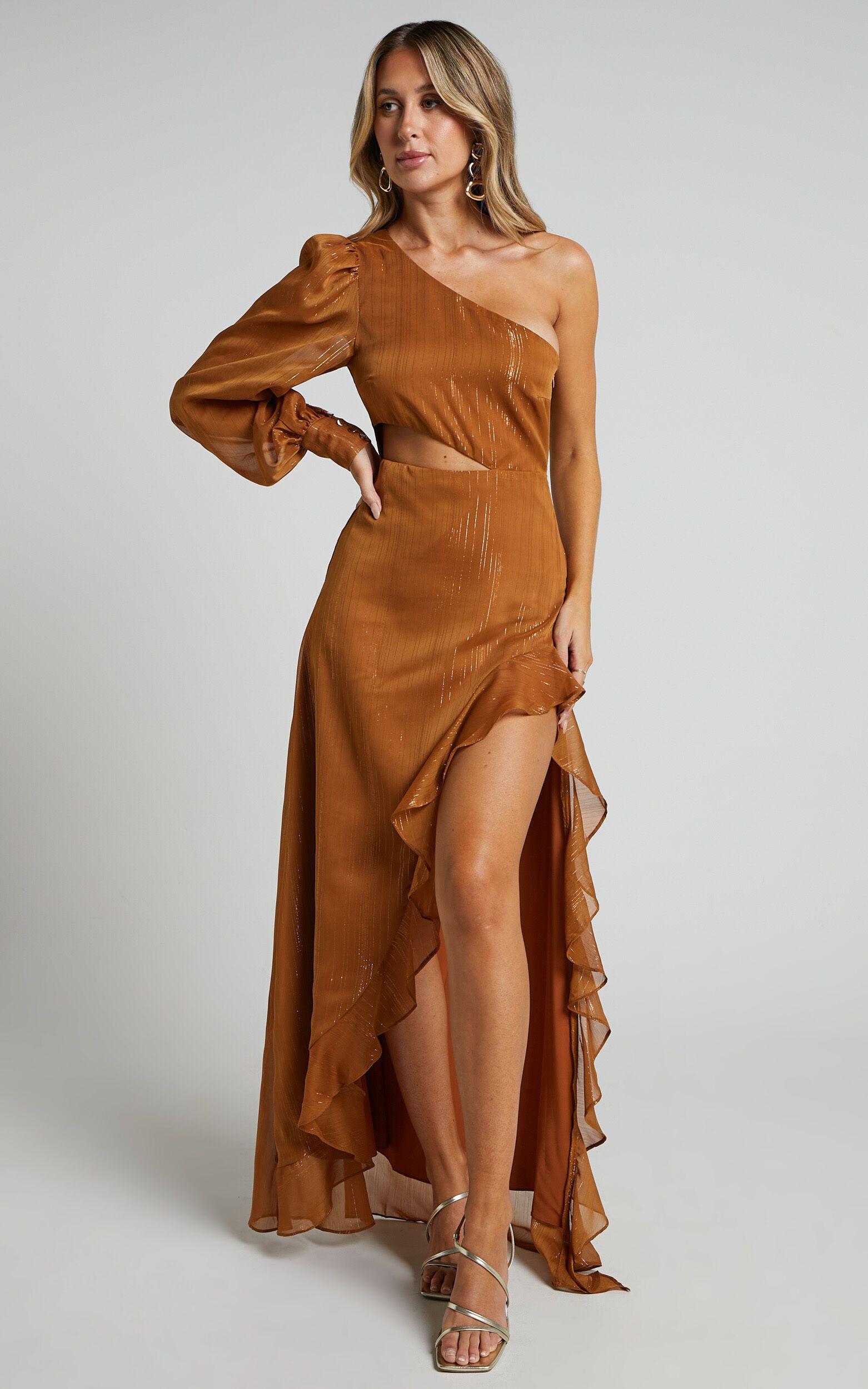 Nicha Maxi Dress - One Shoulder High Low Hem Dress in Rust | Showpo (US, UK & Europe)