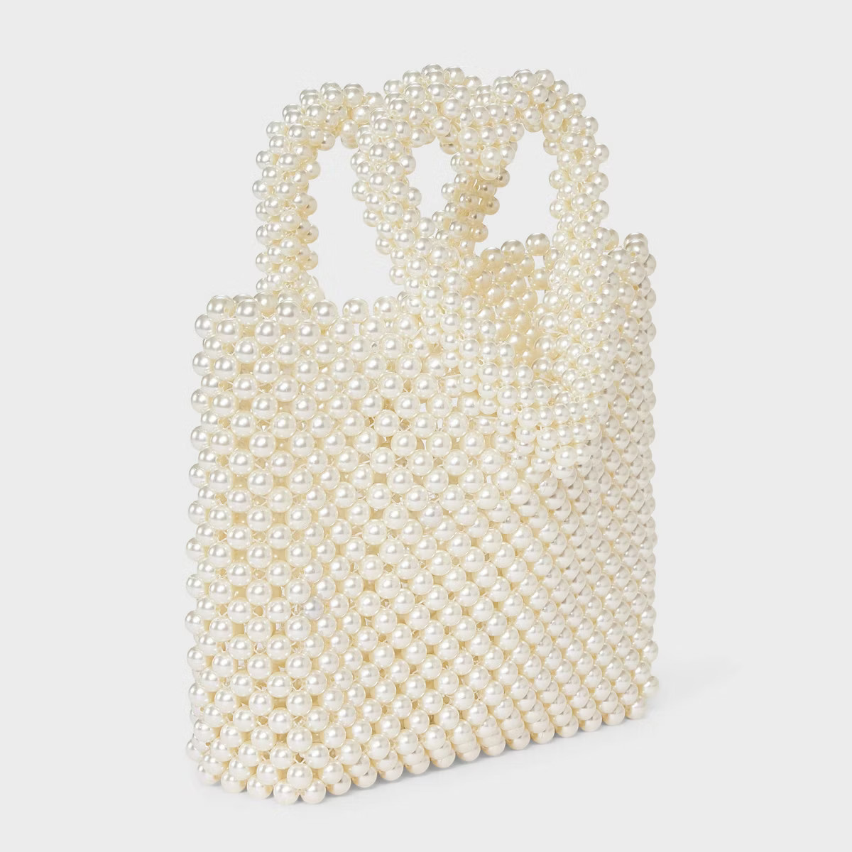 Simulated Pearl Heart Beaded Mini Tote Handbag - A New Day™ Cream | Target