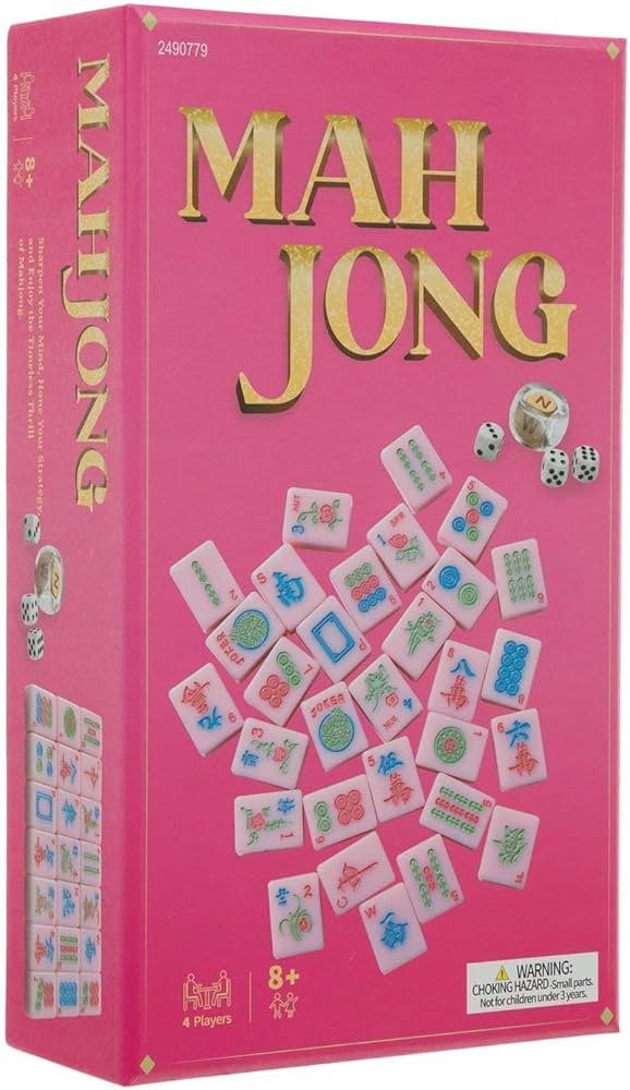 Mah Jong Traditional Tile Game Set, 152 Tiles with Dice and Score Chips, 4 Players (Pink) | Amazon (US)