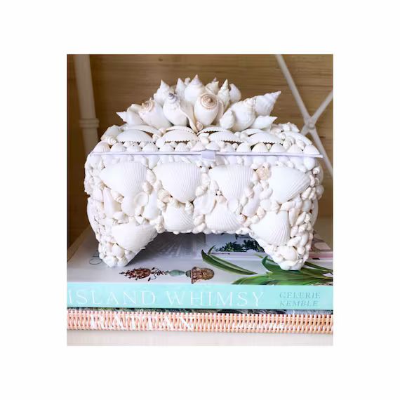 Large White Handmade Shell Box Large Seashell Box - Etsy | Etsy (US)