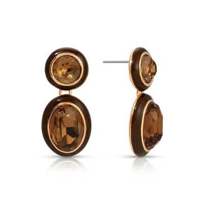 Ettika Duet 18k Gold Plate Cubic Zirconia Drop Earrings in Green at Nordstrom | Nordstrom
