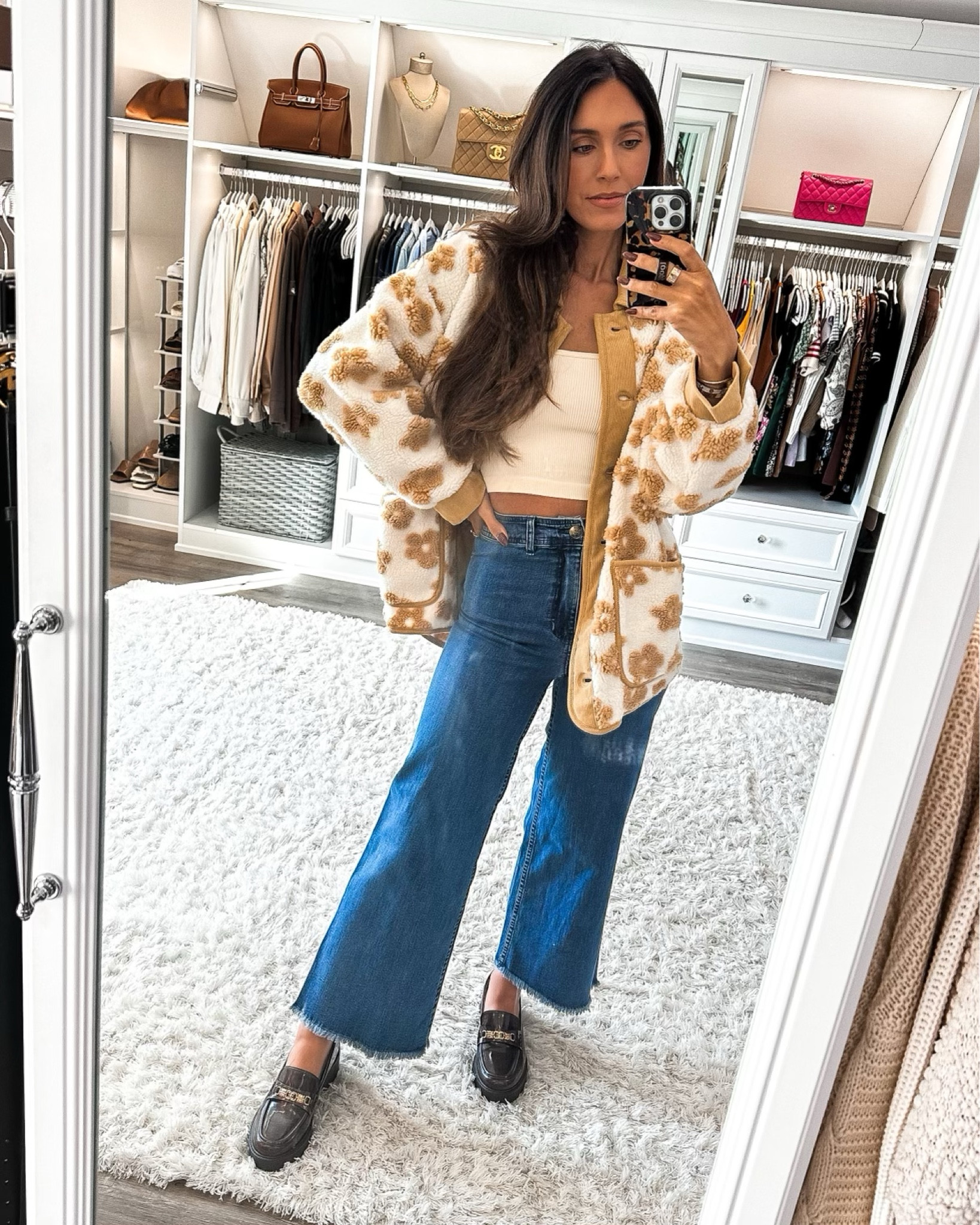 OOTD✨
I am obsessed with this Sherpa Jacket and these Wide Leg Jeans! 

My sizing:
Jacket: Small
Jeans: 25
Loafers: true to size 

#LTKSeasonal #LTKstyletip #LTKfindsunder100