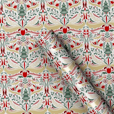30" 25 sq ft Christmas Roll Wrap Scandinavian Florals and Trees - Wondershop™ | Target