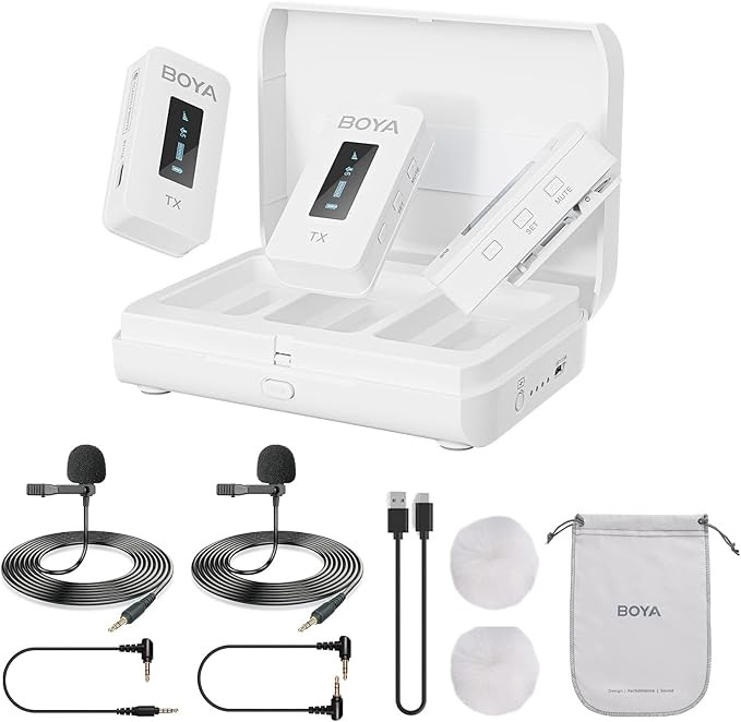 BOYA Wireless Lavalier Microphone 2.4GHz Dual Channel Microphones with Charging Case for Camera P... | Amazon (US)