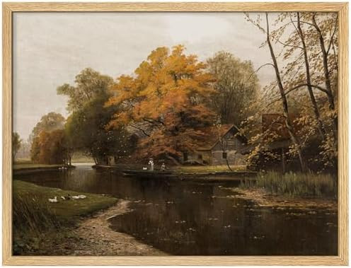 SIGNWIN Framed Canvas Print Wall Art Autumn Fall Forest River Landscape Antique Vintage Botanical... | Amazon (US)