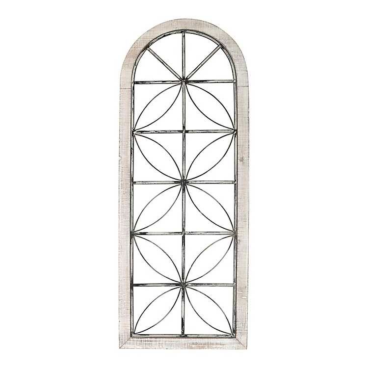 White Distressed Wood and Metal Window Wall Plaque | Kirkland's Home