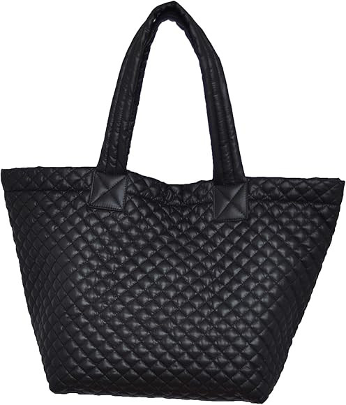 Comfortable Light weight Quilted Tote bag with Pouch water repellent Black | Amazon (US)