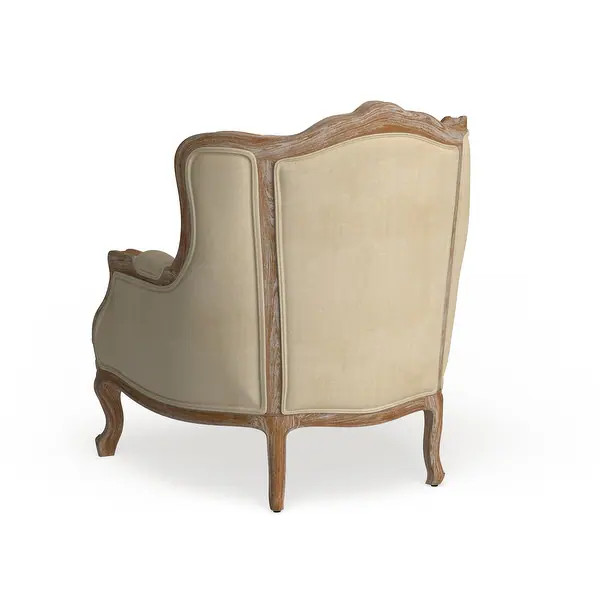 Safavieh Couture High Line Collection Fallon Oak Natural Linen Wing Chair | Bed Bath & Beyond