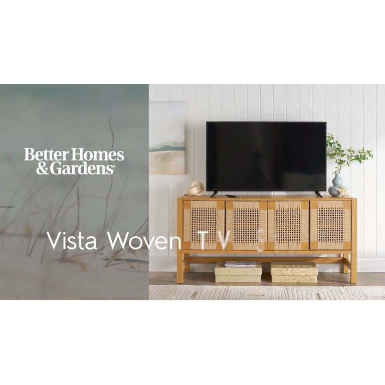 Better Homes & Gardens Vista Woven Coastal TV Stand for TVs up to 65", Light Honey | Walmart (US)