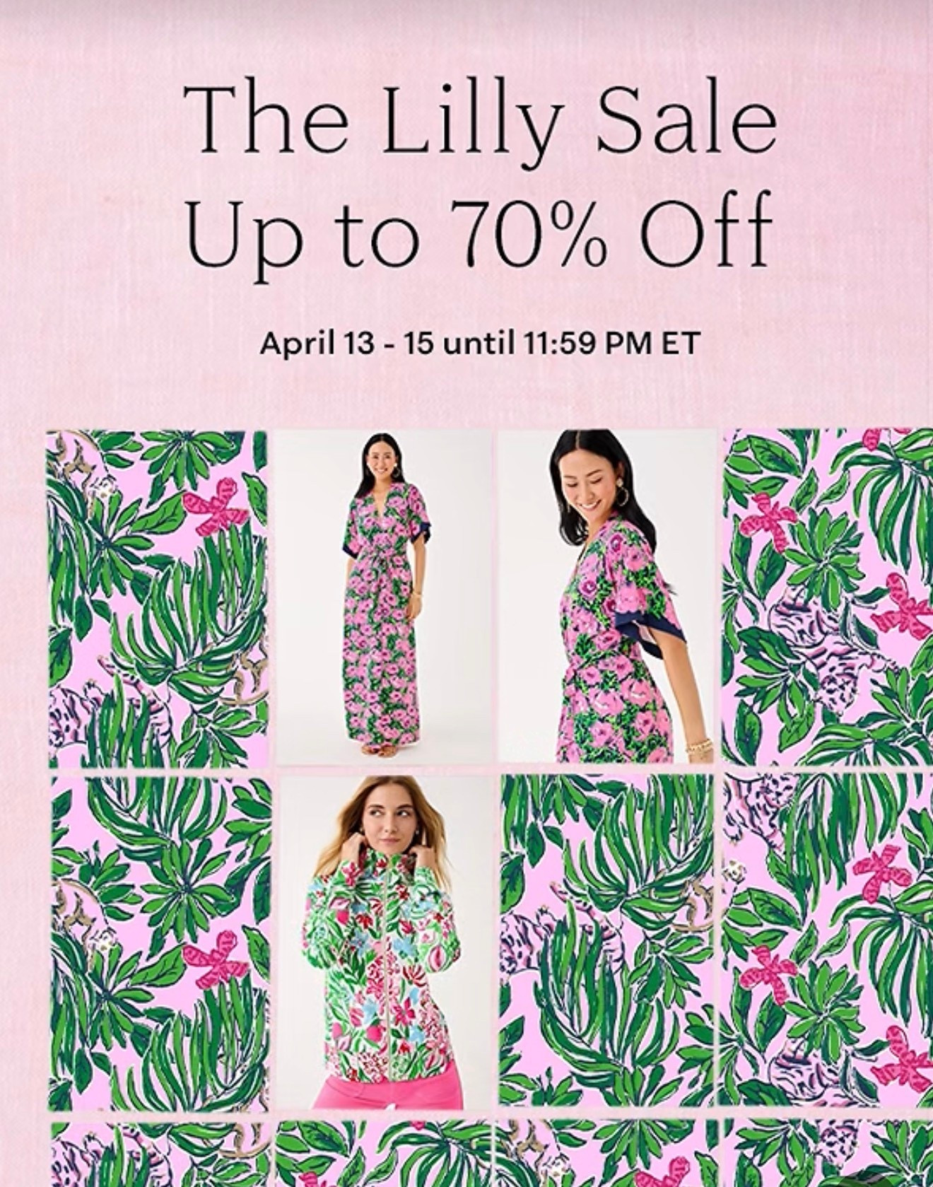 Lilly Pulitzer Sale Alert 💕🌴 Up to 70% Off!


It’s finally here!! 🎉 The Lilly Sale starts NOW and you do NOT want to miss this one 💗🌴 So many colorful, preppy favorites marked down up to 70% off 🙌🏼 Perfect time to grab those dreamy dresses, matching sets, and summer staples you’ve been eyeing ☀️✨

Runs April 13–15 and it’s final sale, so be ready to shop early for the best picks 🛍️💕

lilly pulitzer sale, spring dresses, colorful summer outfits, preppy style, resort wear, vacation outfits, bright prints, summer fashion finds

#LTKootd #LTKOver40 #LTKSaleAlert

#LTKOver40 #LTKSaleAlert #LTKKids