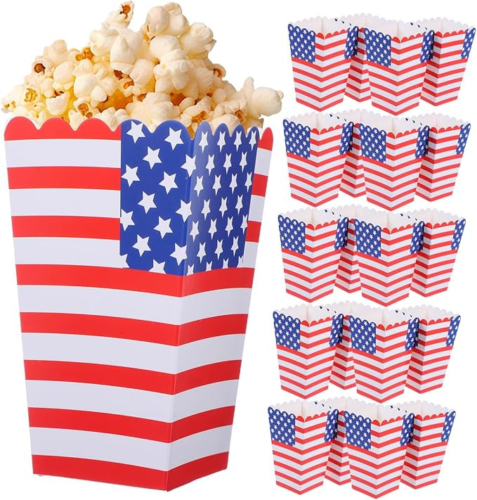 Alipis 36 Pcs Patriotic Popcorn Boxes Disposable Movie Theater Snack Holders for Independence Day... | Amazon (US)