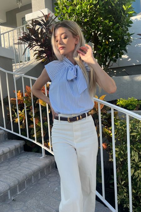 Casual Friday work outfit 
Work outfit 
Ann Taylor blouse 
Bow blouse 
Feminine blouse
Aritzia belt
Work belt 
High waisted belt 
Summer blouse 
Hamptons outfit 
Aritzia belt 
Brown belt 
Work belt 
White wide leg pants (these are boutique)

#LTKFind 

#LTKSeasonal #LTKworkwear