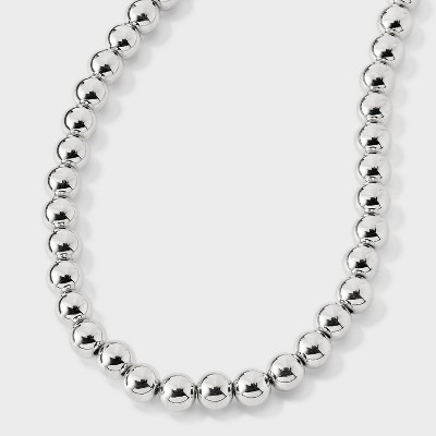 Metallic Beaded Necklace - A New Day™ Silver | Target