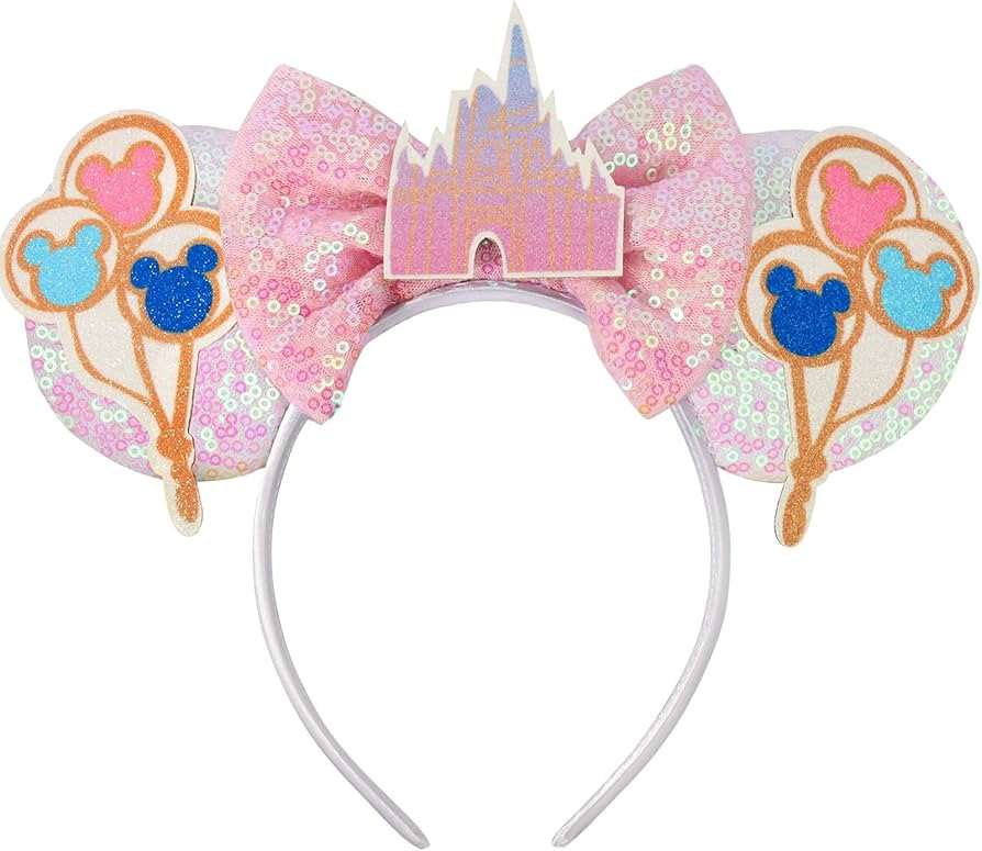 UNSPAZ Castle Mouse Ears Headband,Glitter Mouse Ears Castle Headband for Women Adult Kids Parks E... | Amazon (US)