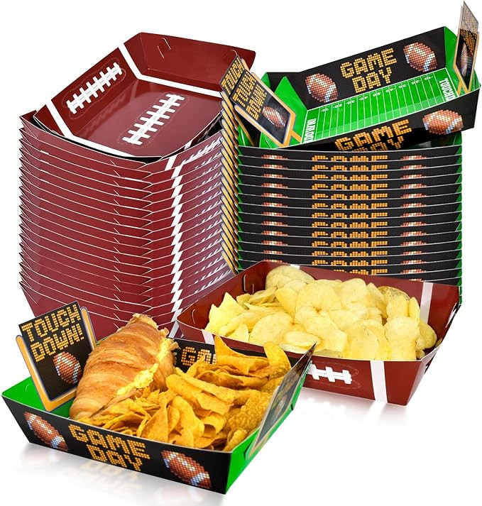 Gatherfun Football Party Supplies Kit for 36: Large Football Food Plates, Disposable Bowls,Nacho ... | Amazon (US)
