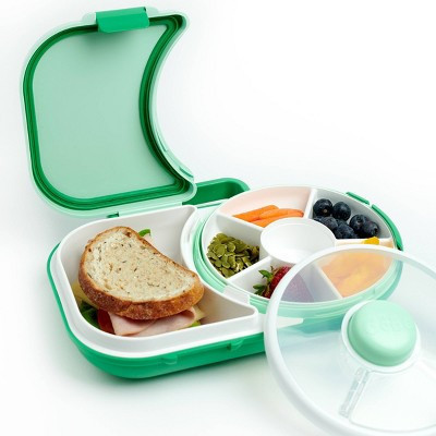 GoBe Kids' 2-in-1 Bento Style Lunchbox with Small Snack Spinner Flip - Sage Green: Stainless Steel, BPA-Free | Target