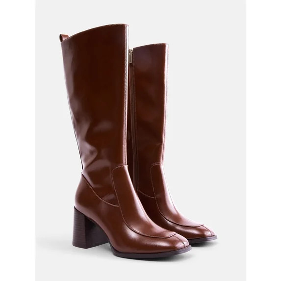 Free Assembly Women's Faux Leather Square Toe Tall Boots | Walmart (US)