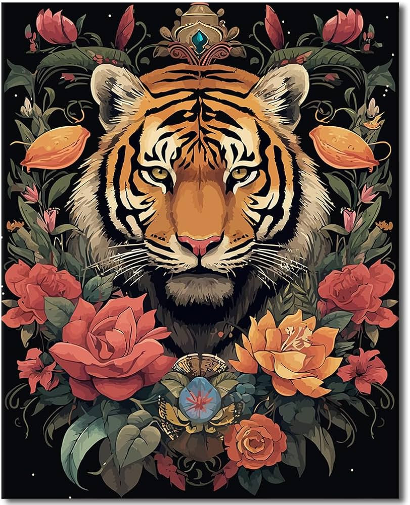 TUMOVO Tiger Paint by Number Kit for Adults Beginners, Animal Paint by Numbers Kits on Canvas,DIY... | Amazon (US)
