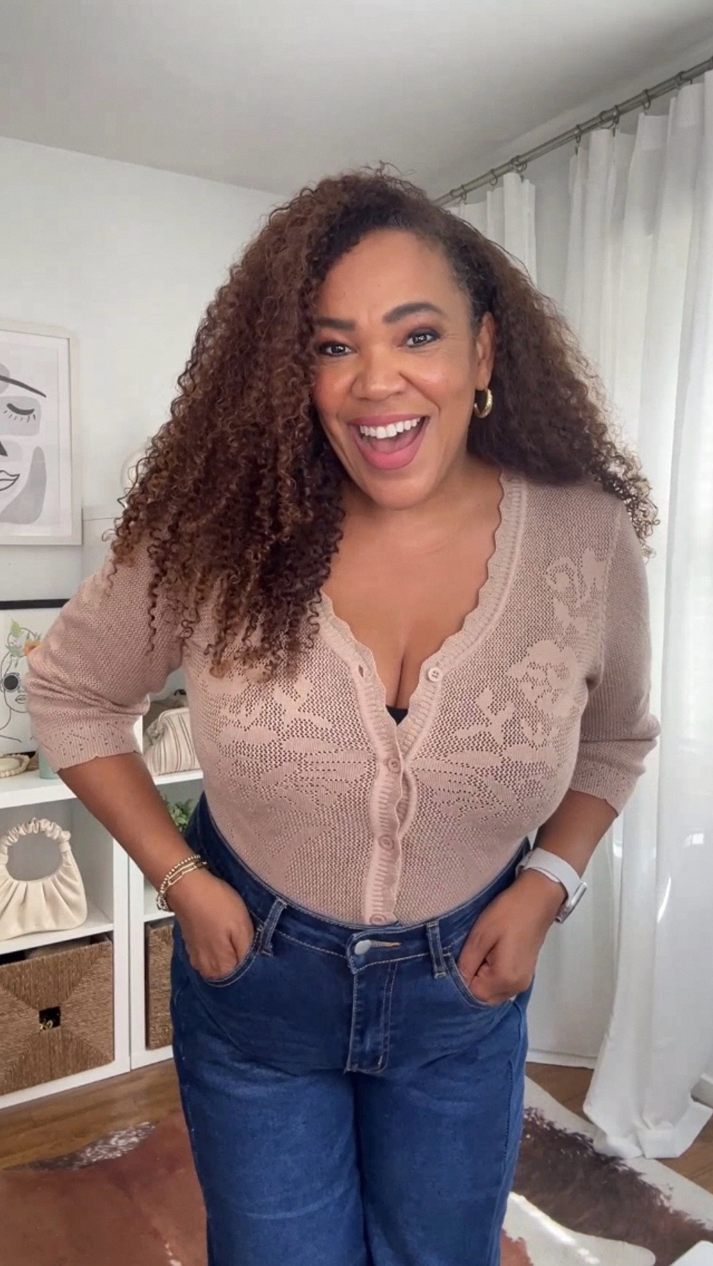 Cute fall cardigan size large! 🍁🍂 Jeans size 14. This is from my weekly styling and shopping 🛒 @amazonlive livestream show 📺 on my @amazon storefront.  I share styling tips, deals, and exclusive promo codes. Go to the link 🔗 in bio to follow me on Amazon and to get notifications of when I go live!