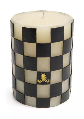 MacKenzie-Childs Check 4" Black Pillar Candle, 4 in | Belk