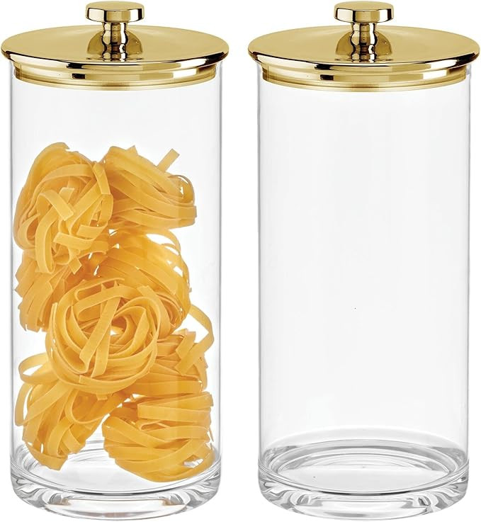 mDesign Tall Airtight Apothecary Storage Organizer Canister Jars - Plastic Containers for Kitchen... | Amazon (US)