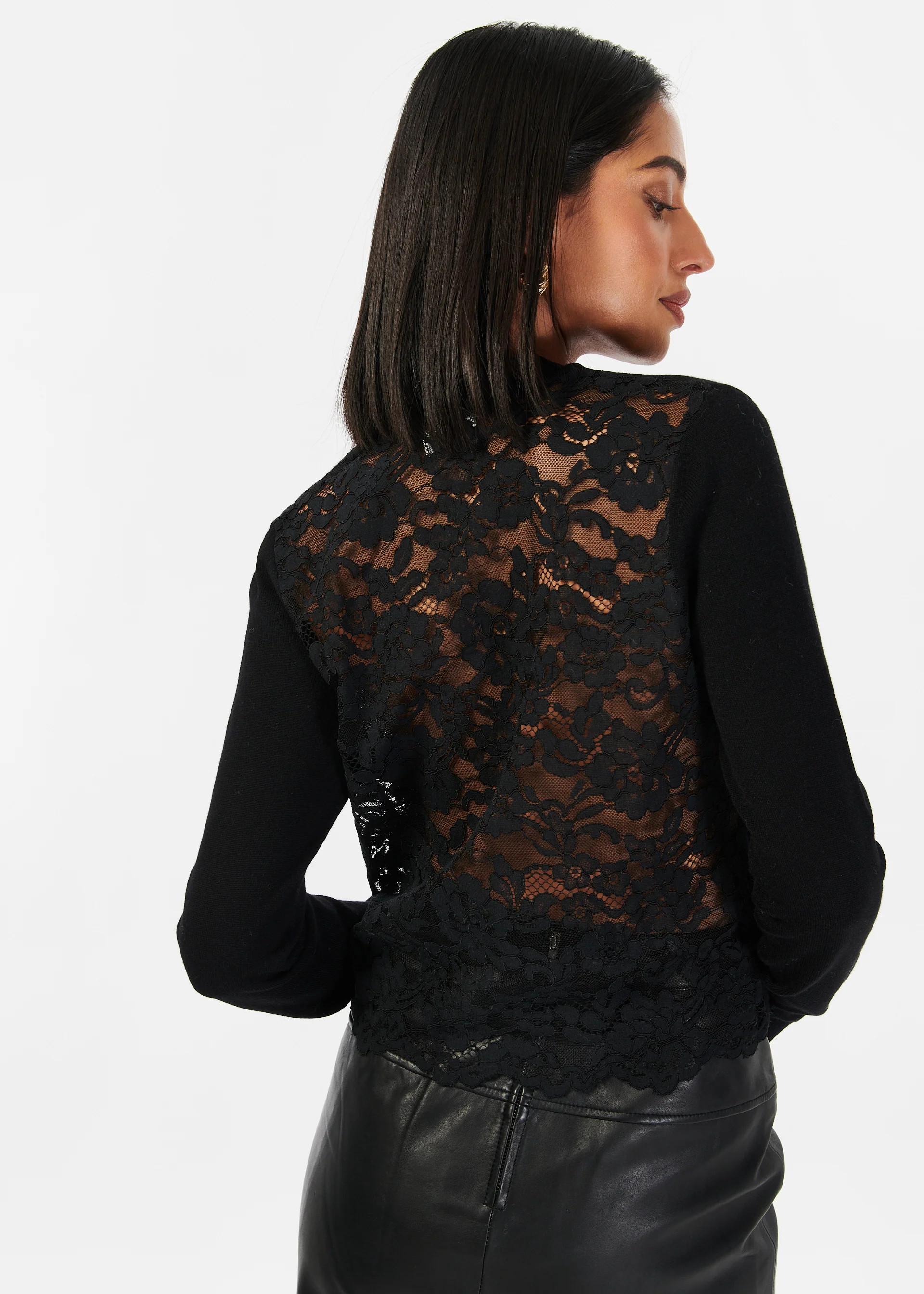 Camden Lace Sweater Black | CAMI NYC