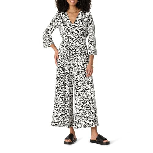 Amazon Essentials Damen-Jumpsuit aus Jersey, lockere Passform, matt, Schwarz/Elfenbein, geometrisch, Größe XXL | Amazon (DE)