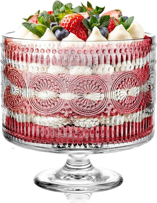MOLIGOU Glass Trifle Bowl, 110 oz Trifle Bowl with Pedestal, Trifle Serving Dish for Layered Dess... | Amazon (US)