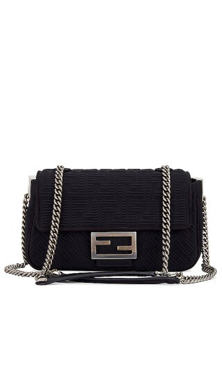 Fendi Zucca Mama Baguette Chain Shoulder Bag in Black | Revolve Clothing (Global)