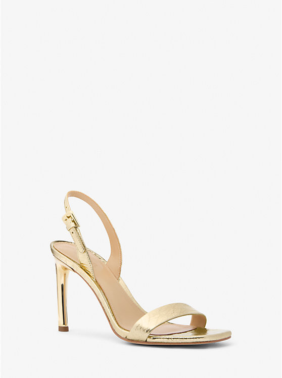 Kasia Crackled Metallic Leather Sandal | Michael Kors (UK)