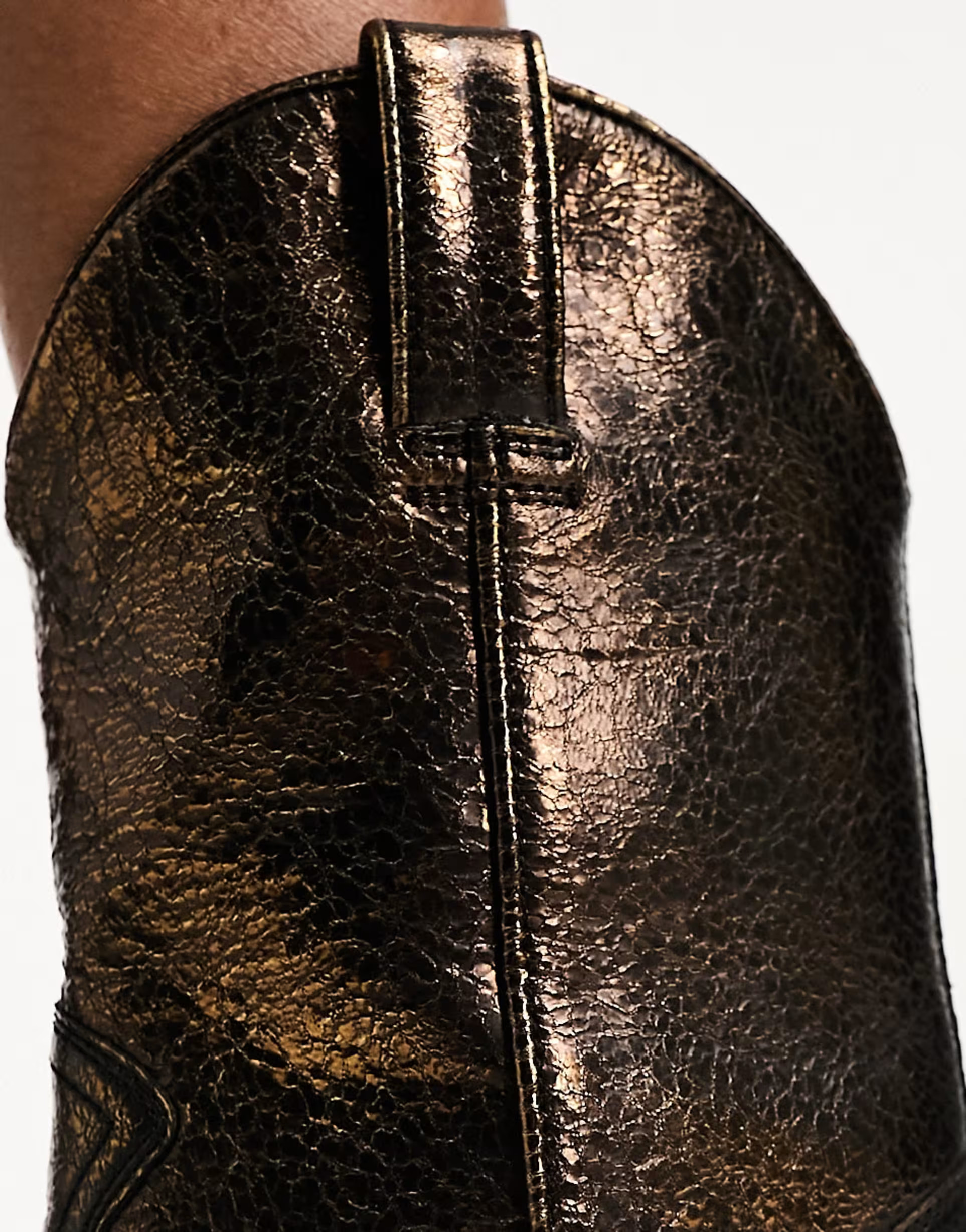 Bronx New Kole heeled mid ankle western boot in antique gold | ASOS (Global)