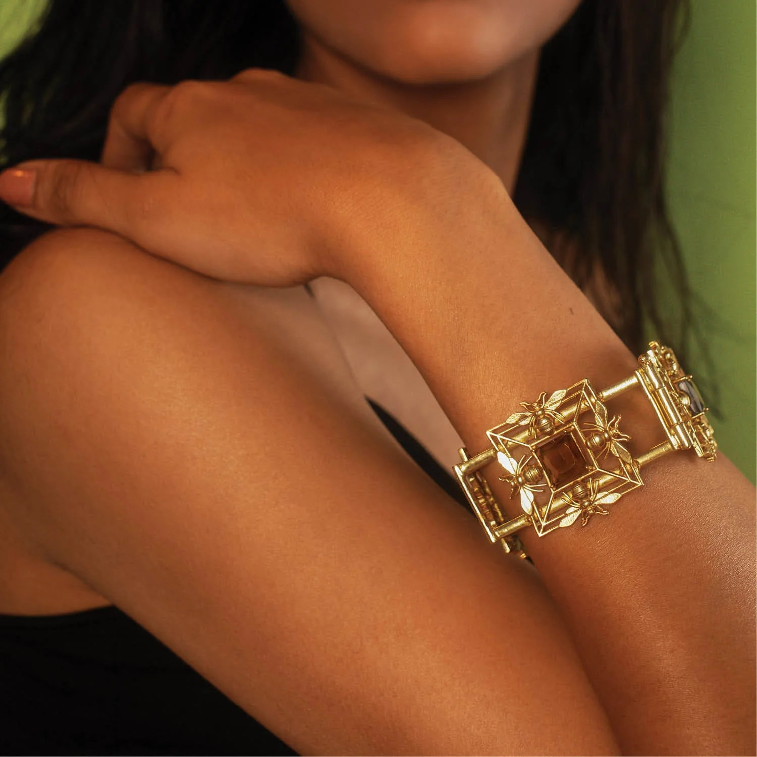 Mori Square Cuff: Bold Statements with a Gold Square Bracelet | Dhwani Bansal Jewellery