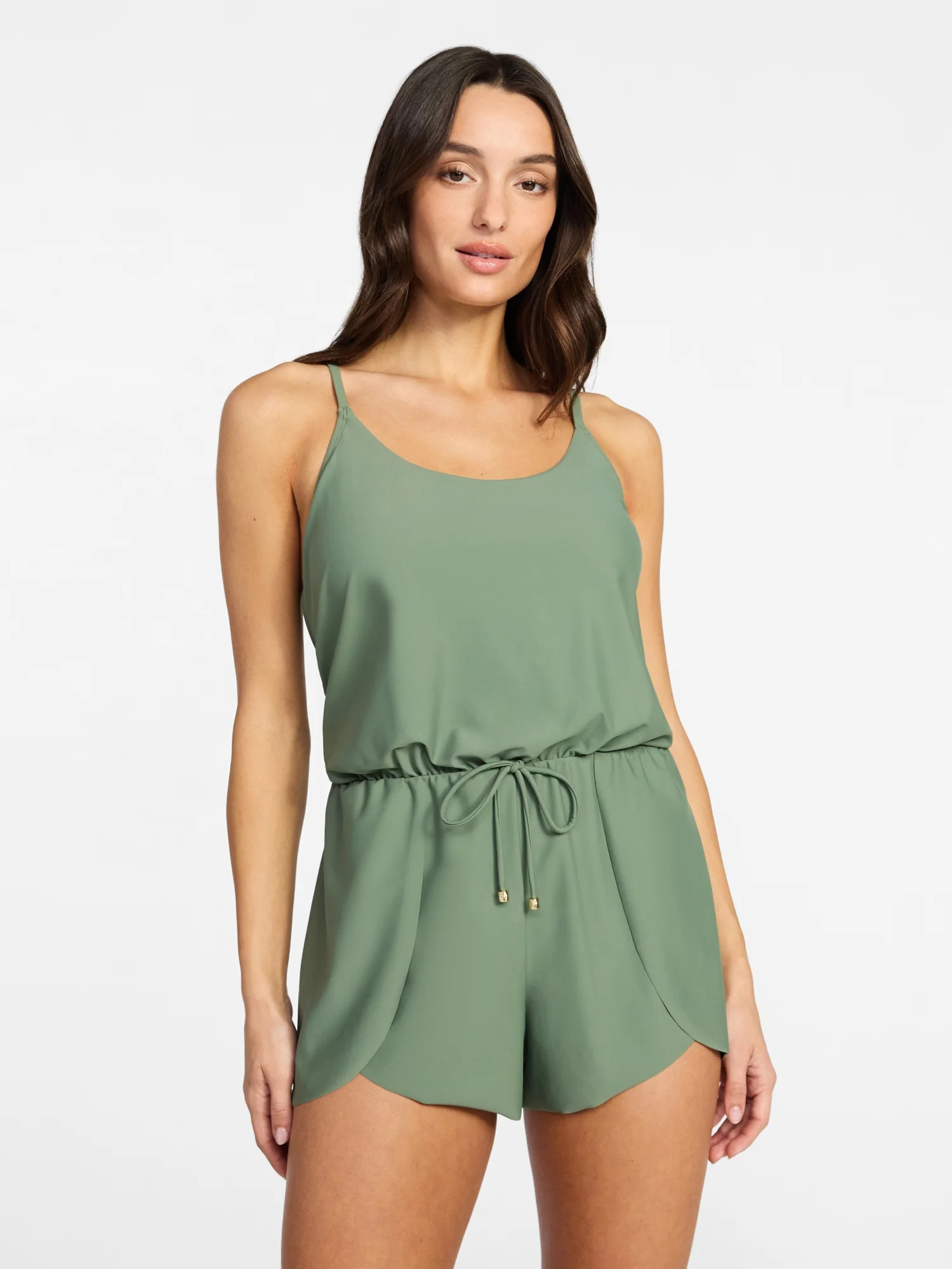 Time and Tru Women's and Women's Plus Size Tank Romper Swimsuit, Sizes XS-3X | Walmart (US)