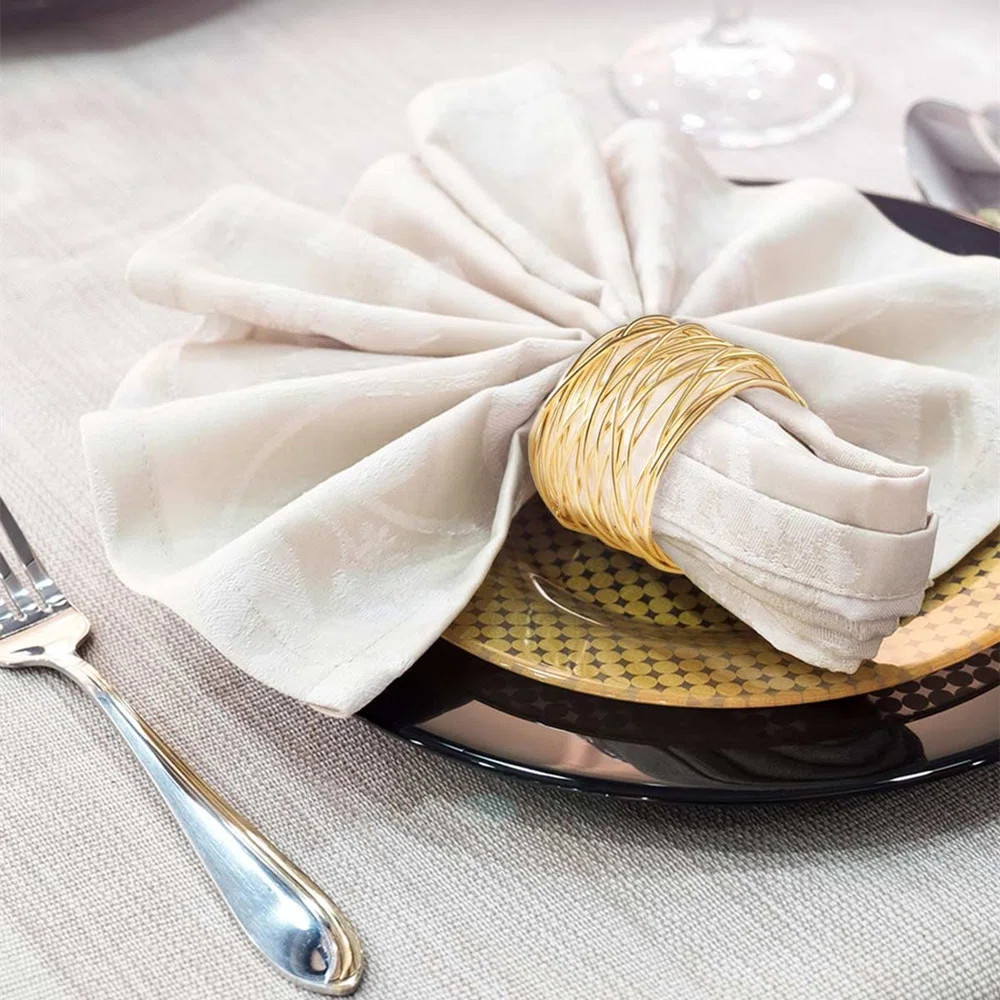 12 Pack Twisted Wire Mesh Napkin Rings, Gold Napkin Holders For Wedding Party Christmas Dinner, D... | Wayfair North America