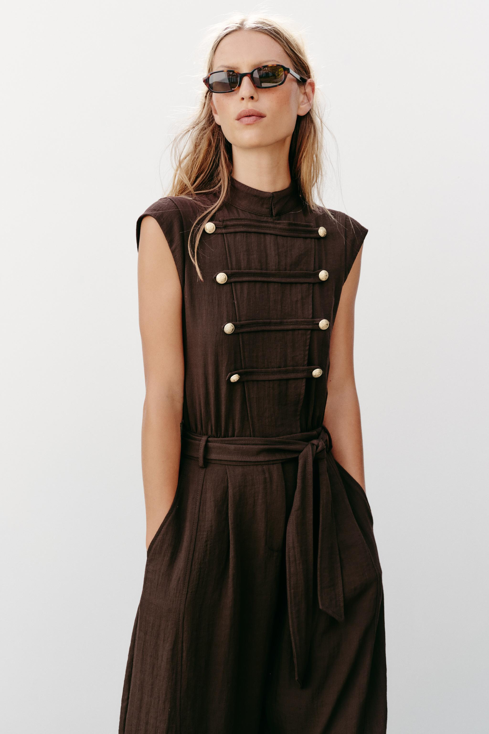 JUMPSUIT WITH FROG FASTENING AND BELT | Zara UK