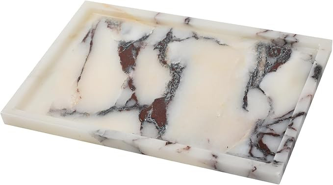 Marble Tray, Marble Vanity Tray, Bathroom, Decor for Trinket Perfume Jewelry Candle, Large, White... | Amazon (US)