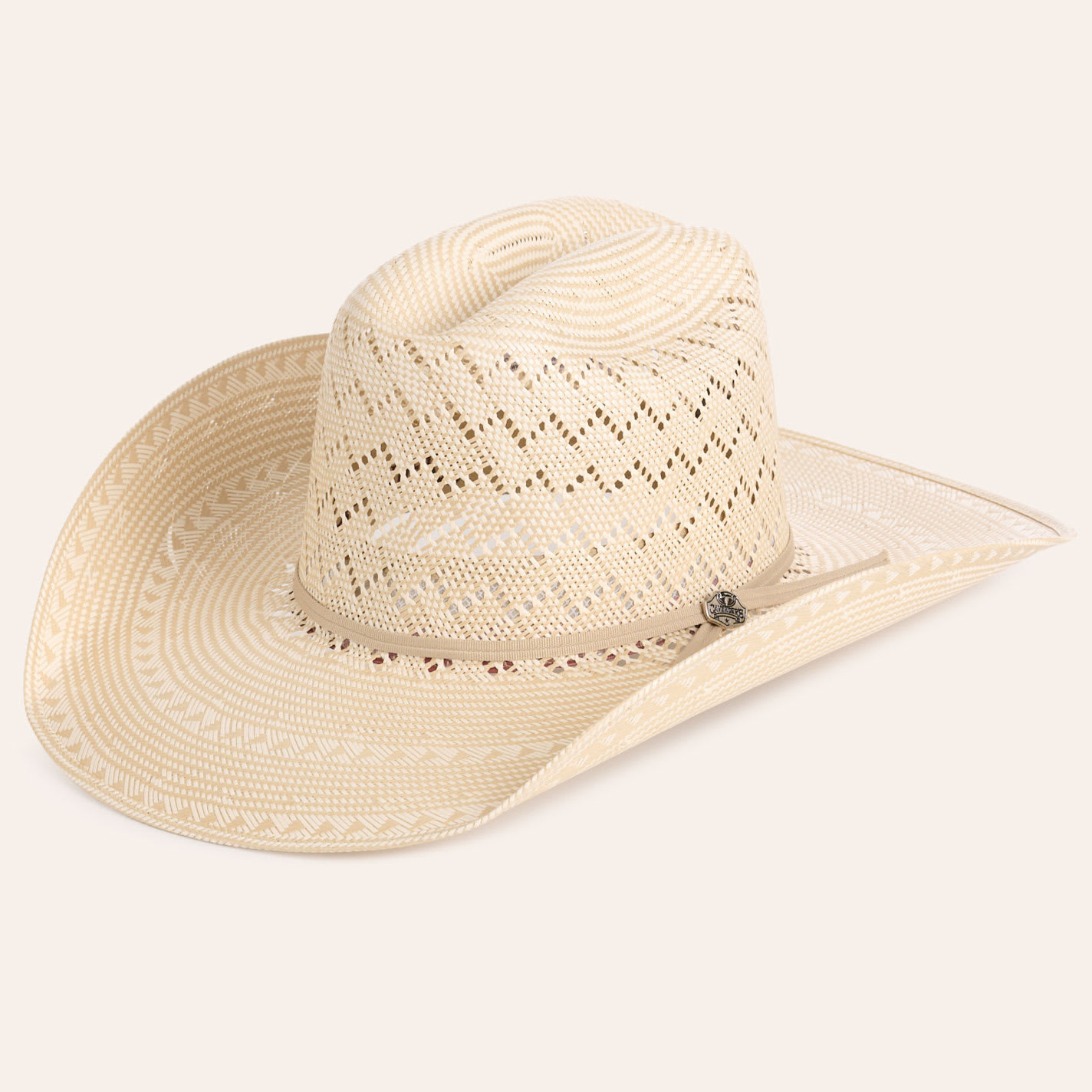Cavender's Tan Cattleman Crown Zigzag Vent Straw Cowboy Hat - 71/4 | Cavender's
