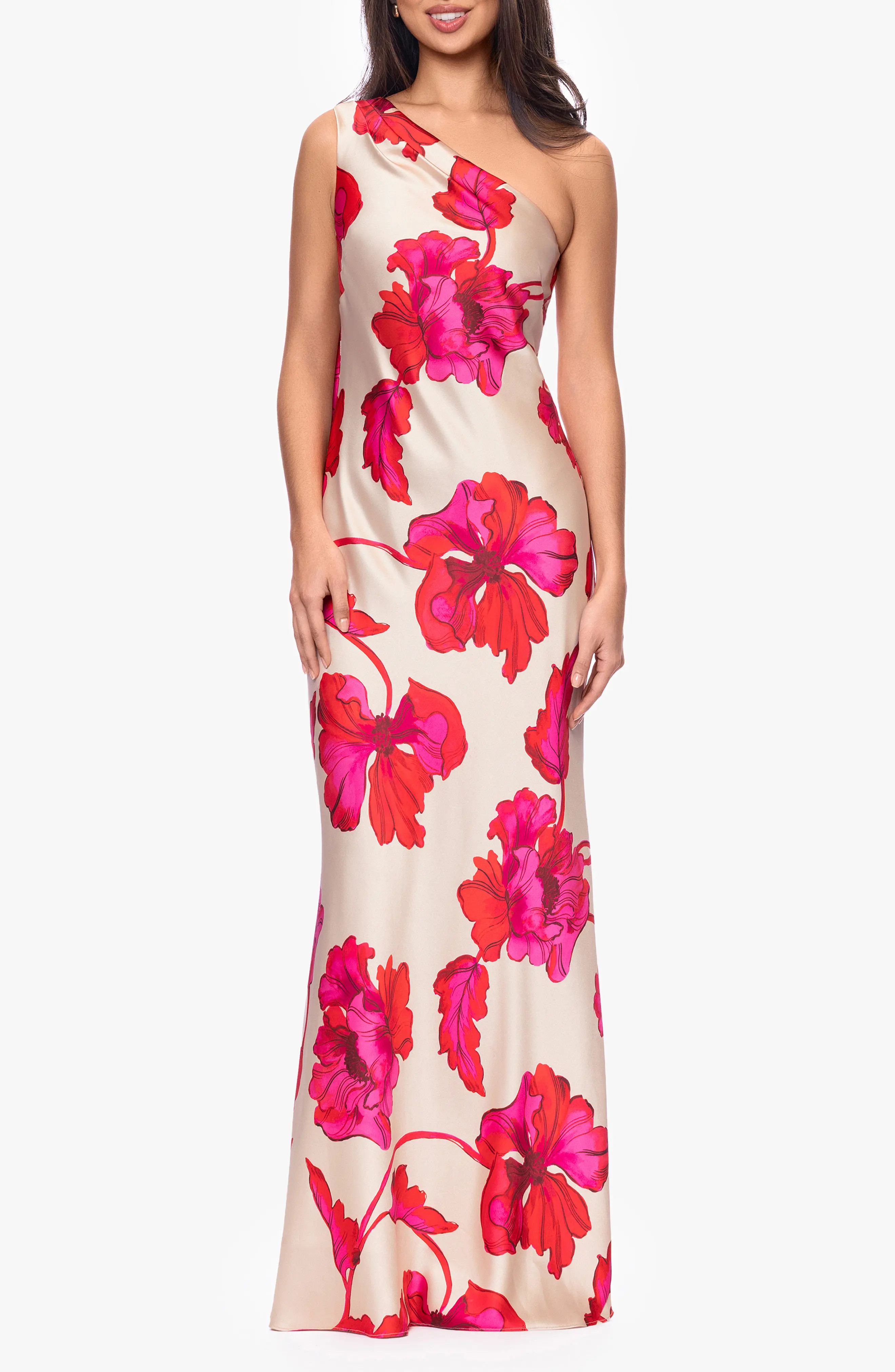 Sash One-Shoulder Satin Gown (Women) | Nordstrom | Nordstrom