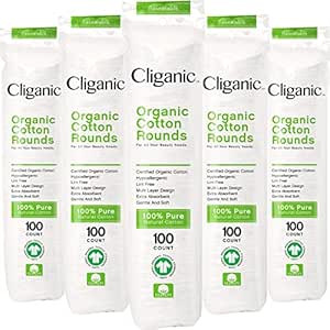 Cliganic Organic Cotton Rounds (500 Count) Makeup Remover Pads, Hypoallergenic, Lint-Free | 100% ... | Amazon (US)
