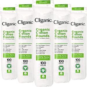 Cliganic Organic Cotton Rounds (500 Count) Makeup Remover Pads, Hypoallergenic, Lint-Free | 100% ... | Amazon (US)