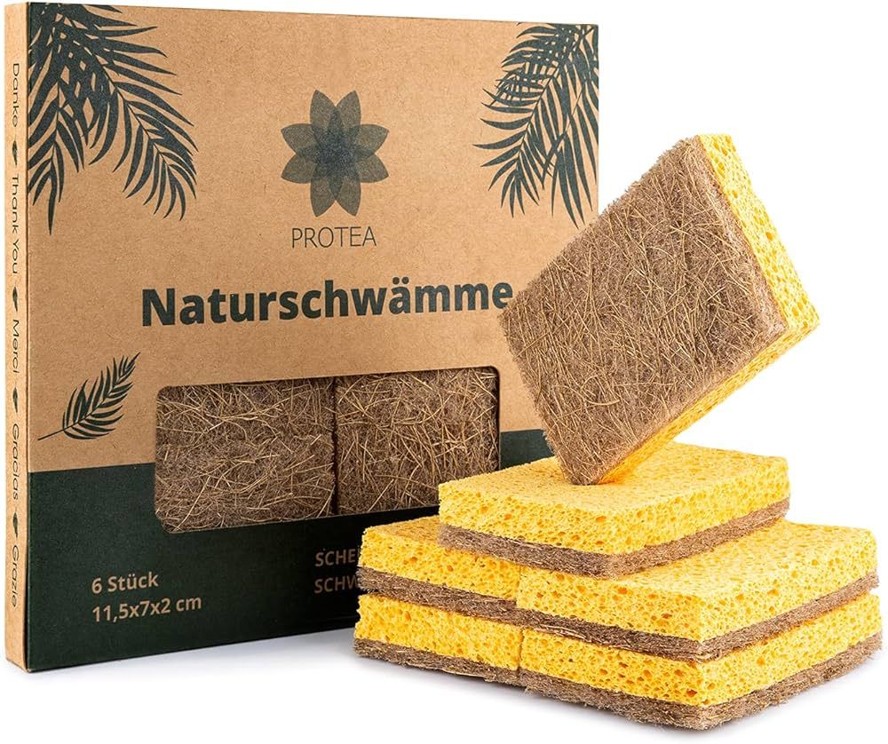 PROTEA Sustainable Washing Up Sponge, Coconut Scrubber (Set of 6) - Reusable Natural Sponge, Kitc... | Amazon (DE)