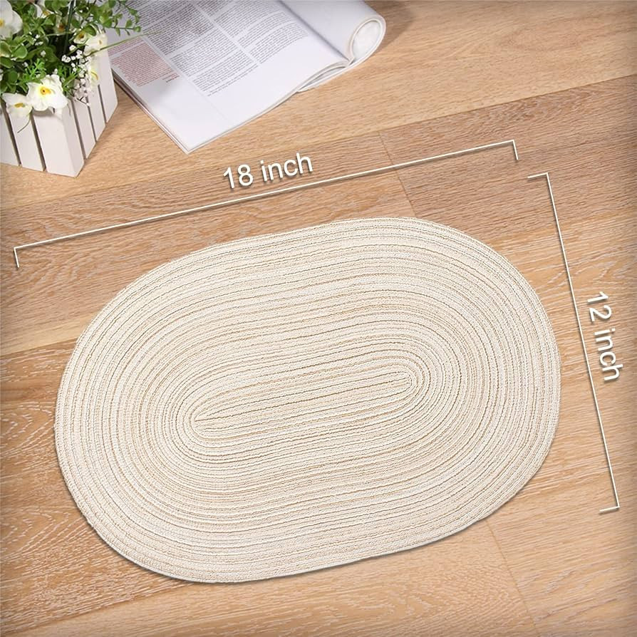 Oval Braided Placemats 12x18 Inch Table Mats for Dining Tables Natural Woven Heat Resistant Place... | Amazon (CA)
