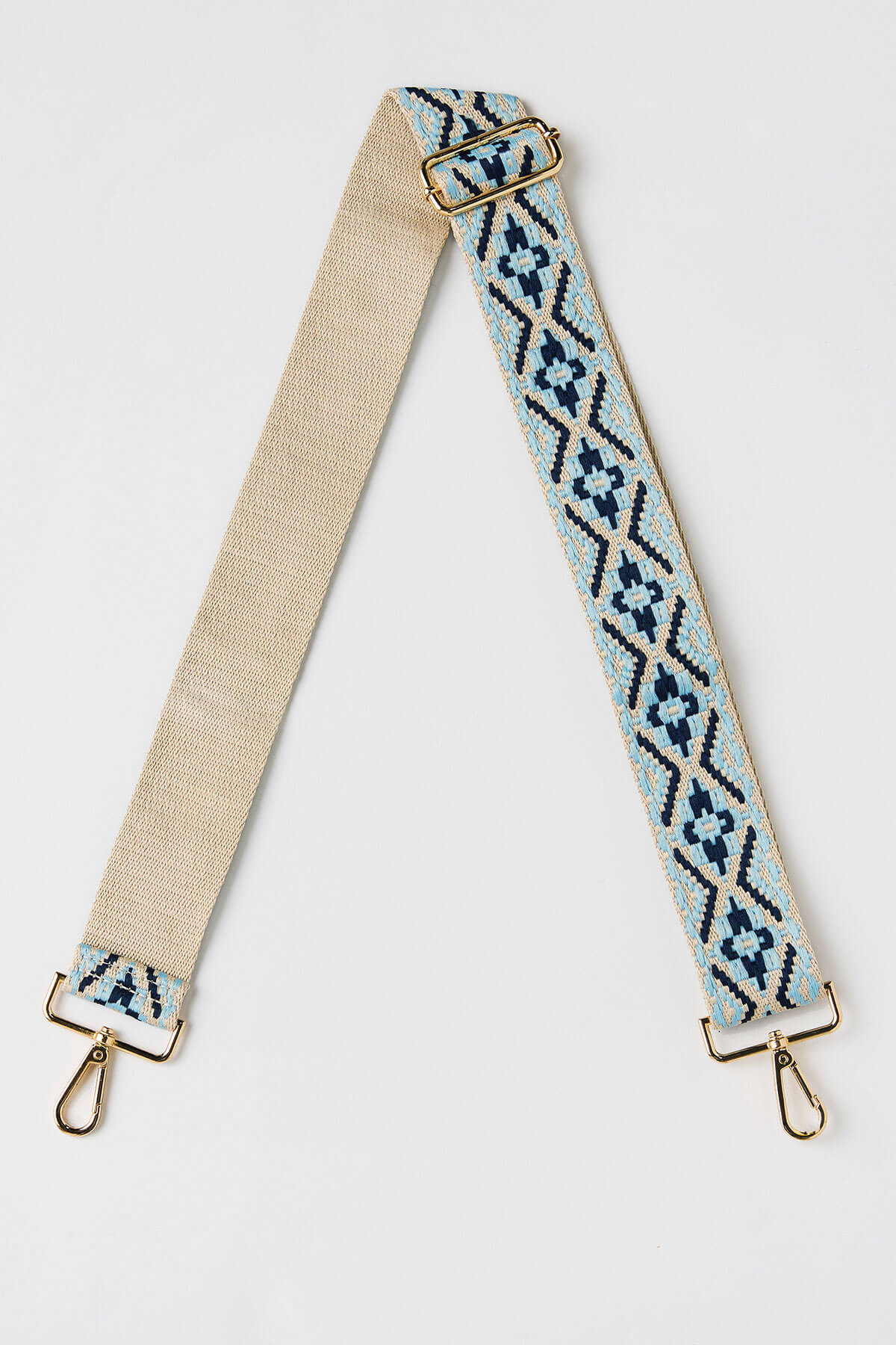 Blue/Cream Embroidered Medallion Strap | Social Threads
