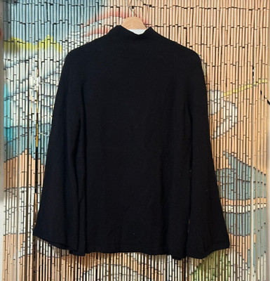 DU JOUR Mock Neck Bell Sleeve Knit Sweater Tunic, Black, Women's Large | eBay US