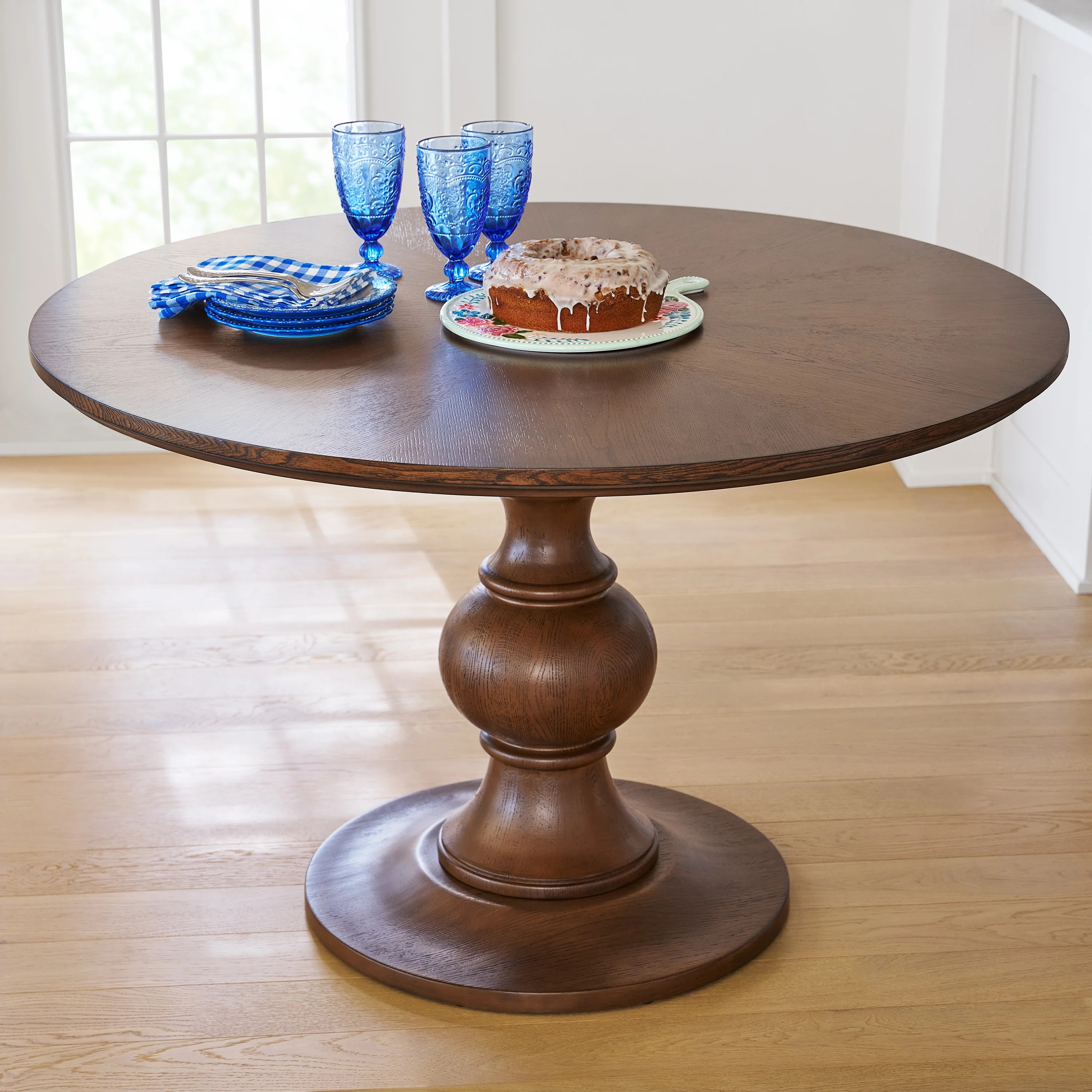 Pioneer Woman Callie Round Dining Table, Heirloom Brown Finish | Walmart (US)