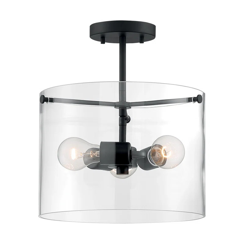 Ebern Designs Waveland 3 - Light 11.75" Semi Flush Mount | Wayfair North America